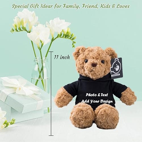 MeterBear Orsacchiotto Peluche Personalizzato con Nome Foto, Orsetto di Peluche Teddy Bear come Regali Personalizzati per lui Natale Regali Compleanno San Valentino Anniversario (26cm) thumbnail 4