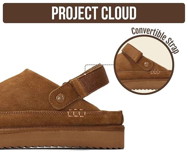100% Genuine Leather Platform Mule Clogs for Women - Fall Shoes for Women | Memory Foam Insole; Adjustable Straps; Lightweight Platform; Non-Slip Sole; Womens Clogs & Mules; Genuine Leather Daily Wear thumbnail 3