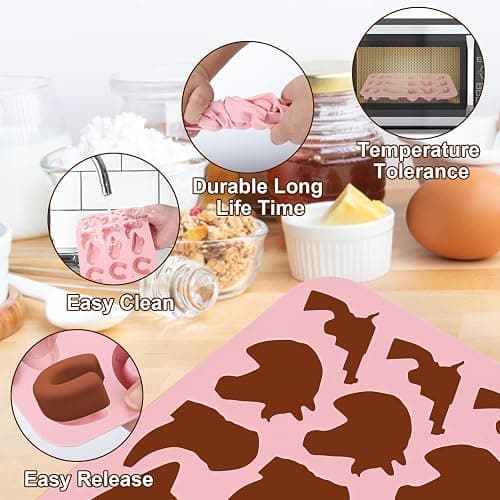 Palksky Cowboy Chocolate Molds, 2Pack Western Theme Silicone Mold Baking with Cowboy Horse Boots Hat Saddle Shapes, Candy Molds for Chocolate Gummy Cookies Fondant Candy Party Decor thumbnail 6