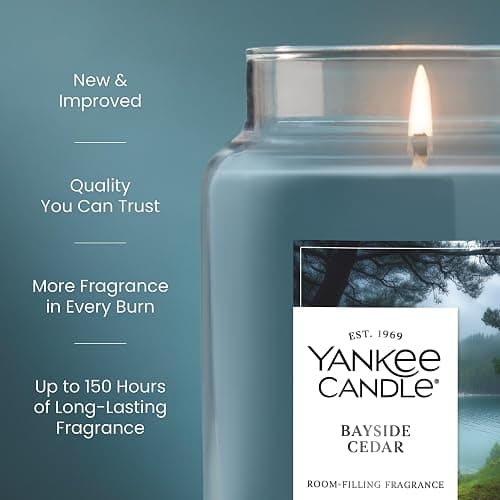 Yankee Candle Bayside Cedar, Scented Candle, 22oz Large Jar with up to 150 Hour Burn Time, Giftable thumbnail 4
