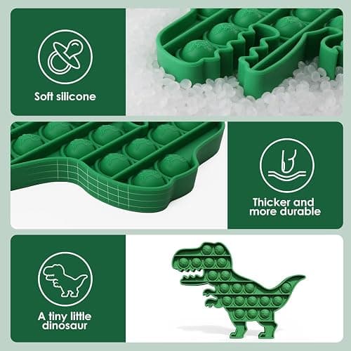 Pop Fidget Toys for Kids, Fidget Poppers Toys Sensory Squeeze Bubble Popping Toys for Toddlers, Silicone Animal Dinosaur Pop Anxiety and Stress Relief It for Boy Girls (Green Dinosaur) - Green Dinosaur thumbnail 5