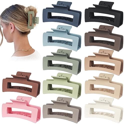 12 Pcs Hair Claw Clips for Women, 4.1 Inch Large Claw Clips for Thick Hair, Strong Hold Non-Slip Hair Accessories - Image 1