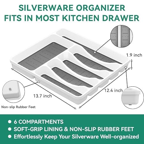 49-Piece Silverware Set with Organizer, Stainless Steel Flatware Utensils Set for 8, Forks and Spoons Silverware Set Cutlery Set with Steak Knives, Dishwasher Safe thumbnail 4