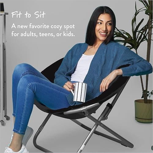 Urban Lifestyle Faux Fur Saucer Chair, One Size, Black thumbnail 6