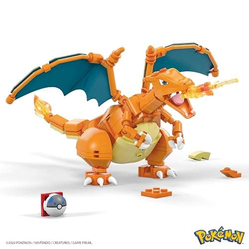 ZZZ MEGA Pokémon Figurine Action Dracaufeu 20cm, Jeu De Briques De Construction Pour Enfants Et Adultes, Modèle Pokémon À Collectionner, 222 Pièces, Jouet pour Enfant de 8 ans et Plus, GWY77 thumbnail 7