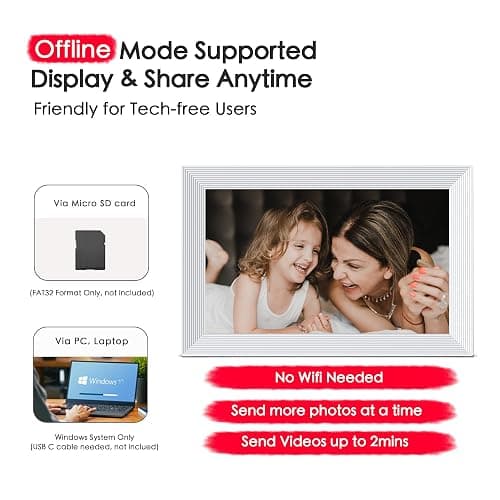 Digital Picture Frame, 10.1 inch Frameo Digital Frame WiFi, 1280 * 800 IPS HD Touchscreen, 32GB Storage, Instant Share Pictures Video, Smart Photo Frame Electronic, Gifts for Mom, House Warming thumbnail 7