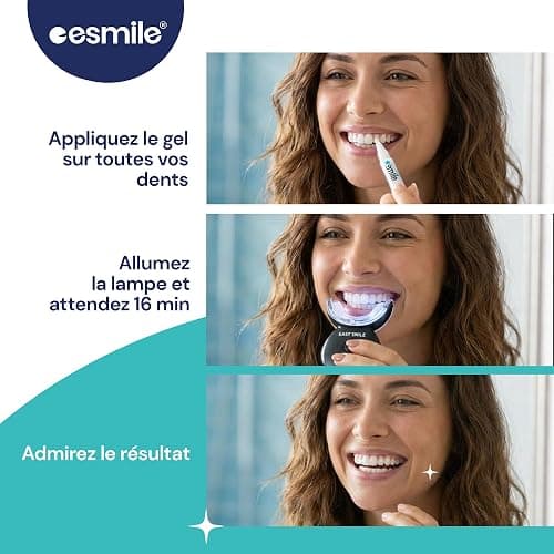 EASY SMILE - Kit de Blanchiment Dentaire Professionnel avec Lampe LED 16X - 3 Gels pour un Blanchiment Rapide et Efficace, Élimine les Taches Profondes (Kit de blanchiment) thumbnail 7
