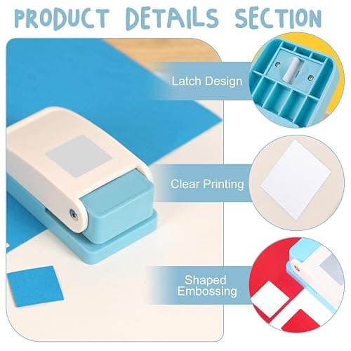 Perforatrice carrée à motif - En métal et plastique - Pour papier de bricolage, papier d'argile, papier de scrapbooking ou papier de découpage thumbnail 2