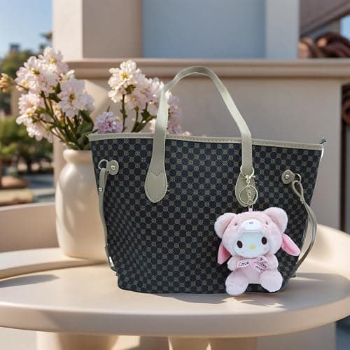 Cartoon Bag Charms Cute Plush Keychain for Women Girls, 5" Soft Backpack Key Chain Cute Stuffed Animals Bag Keychain thumbnail 3
