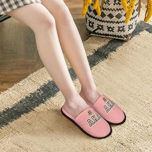 AKA Girls Sorority Warm Slippers Anti-Slip House Shoes Comfortable Cotton Slippers Bedroom Indoor Gift For Women Mom Ladies thumbnail 3