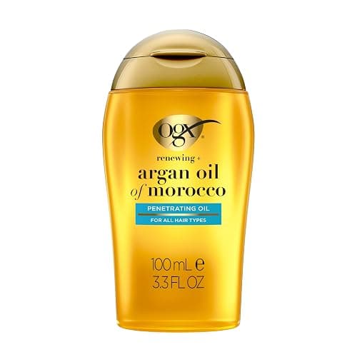 OGX Renewing + Argan Oil of Morocco, Cold-Pressed Argan Oil for Hair Penetrating Treatment & Shine, Moisturizing & Strengthening Silky Oil for All Hair Types, Paraben & Sulfate Free, 3.3 fl oz - Image 1
