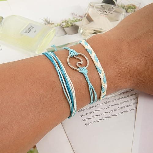 GFLPO Surfer Wave Bracelets for Teen Girls Summer Beach Bracelets Handmade Braided Rope Friendship Bracelets Boho Adjustable Waterproof Bracelets for Women Beach Jewelry for Women thumbnail 5