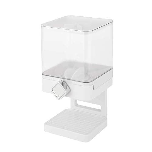 Zevro Compact Dry Food Dispenser, Single Control, White/Chrome - Image 1