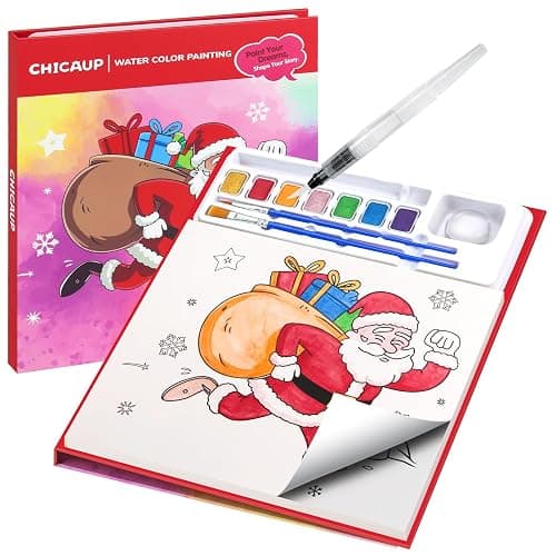 Christmas Paint with Water Coloring Books for Kids, Xmas Season Watercolor Painting Kit Painting Activity for Kids Ages 3-5 4-8, Mess Free Arts Crafts Drawing Gift Toy for Boy Girl - Image 1