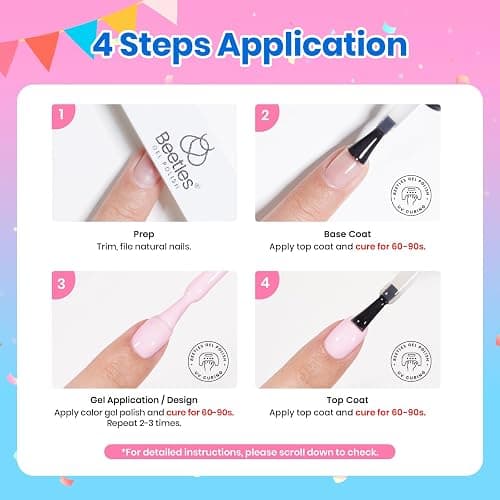 Beetles Gel Nail Polish Kit with U V Light - 80Pcs Color Enchantment 55 Colors Gel Nail Kit with Everything Base Top Coat Beginner Starter at Home Nails Kit Manicure DIY Salon Tools Gifts for Women thumbnail 7