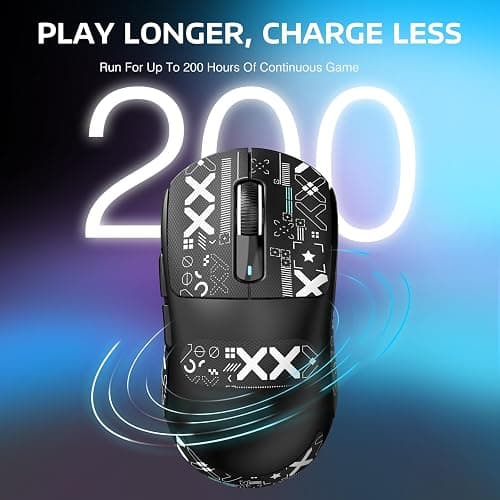 MANBASNAKE Attack Shark X3 Wireless Gaming Mouse, 49g Lightweight Triple Mode Ergonomic Computer Mouse, PAW3395 26K DPI Sensor, 200h Battery Life, Griptape Programmable Buttons for PC/Laptop/Mac/Win thumbnail 7