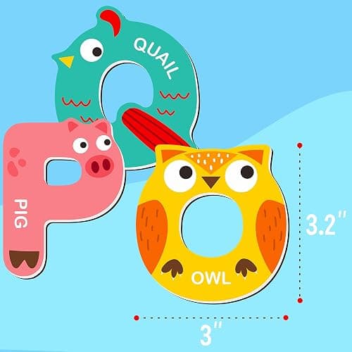 Large Size Magnetic Letters, Cute Animal Alphabet ABC Magnets for Fridge Colorful Uppercase Animals Toys Set Educational Spelling Learning Games for Kids, Toddlers 3 4 5 Years Old thumbnail 3