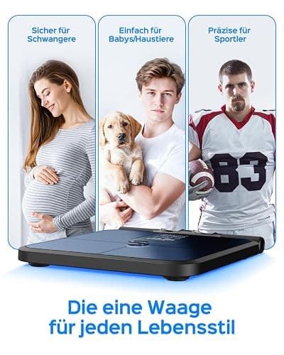 Tychesy Körperfettwaage mit Handsensoren, Digitale Personenwaage mit Körperfettanalyse, Smart Waage mit 8 Elektroden für Körperfett und Muskelmasse, BMI, und 28 Körpermesswerte, 180 kg thumbnail 6