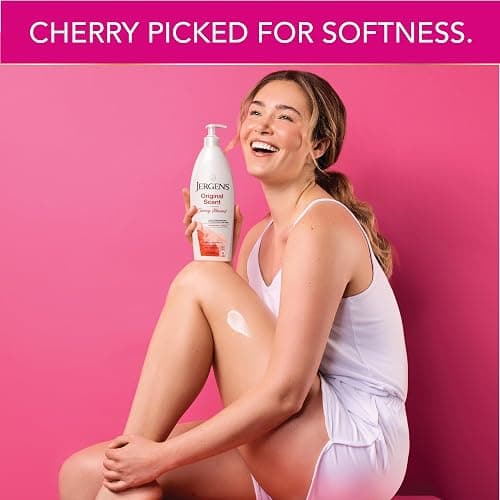 Jergens Original Scent Dry Skin Body Lotion, Hand and Body Moisturizer, Cherry Almond Essence, Dermatologist Tested, 32 Oz thumbnail 6