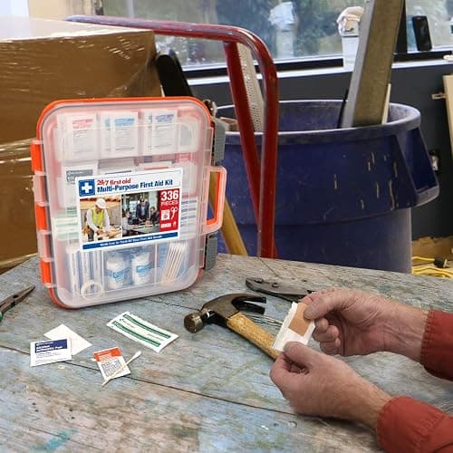 24/7 First Aid OSHA Compliant First aid Kit, All-Purpose 100-Person Emergency First Aid Kit for Business, Home, and Car in Plastic Case with Easy-Slide Latches, 336 Pieces thumbnail 7