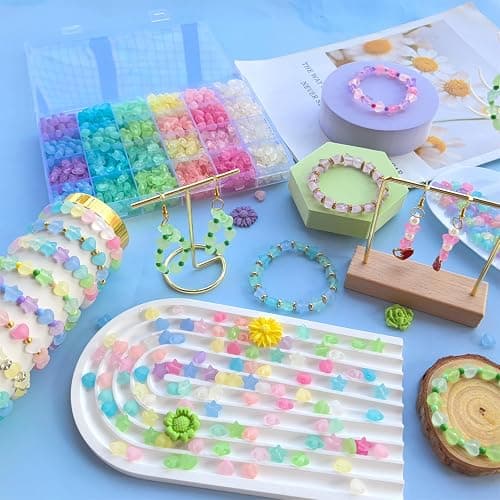 1000Pcs Matte Acrylic Star Beads Hart Beads for Bracelet Jewelry Making Jelly Color Frosted Pastel Beads Colorful Cute Aesthetic Kawaii Bead Charms for DIY Necklace Keychain Phone Charms thumbnail 4