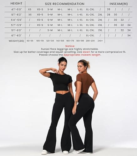 Sunzel Flare Leggings, Crossover Yoga Pants with Tummy Control, High-Waisted and Wide Leg thumbnail 3