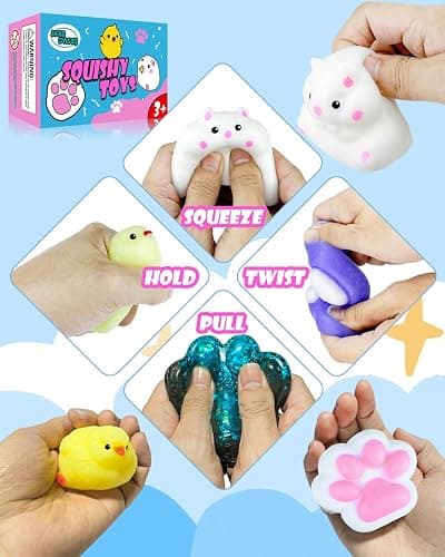 Taba Squishy Toys Pack,Fufu Toys Set,Squishies Set Include 4 Taba Cat Paws,2 Chick,2 Squishy Hamster,Stress Relief Toy, Mochi Squeeze Toys, Fidget Cute Stuff for Girls, Boys, Kids and Adults thumbnail 3