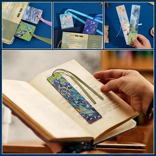 2Pcs Oil Painting Bookmarks for Women, Bookmarks Set for Book Lover,Book Marks for Reading,Vintage Book Marks for Kids Students Classroom Gift for Teacher Woman with a Parasol & Impression of Sunrise thumbnail 6