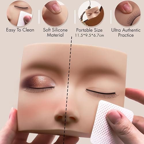 Embagol Lash Extension Practice Kit, Eyelash Extension Training Kit for Beginners, Professional Eyelash Mannequin Head Set with Practice Lashes Lash Supplies thumbnail 6