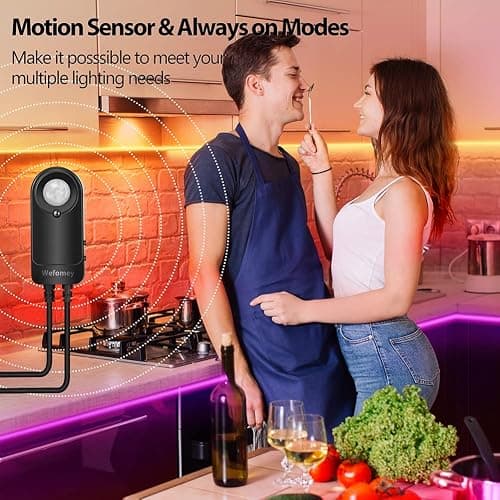 8 PCS RGB Under Cabinet Lighting Kit, 12v Motion Sensor LED Light Strip with Remote, ETL Listed Power Adapter, Music Sync Color Changing Led Lights for Shelves, Cabinet, Counter, Bookcase, 13ft thumbnail 2