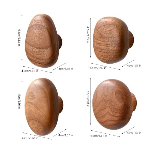 DimyFew 4Pcs, Wood Wall Mounted Coat Hooks Wooden Coat Hooks Coat Racks Wood Cabinet Knobs Wall Hooks for Scarf, Bag,Hat,Bedroom,Home thumbnail 2