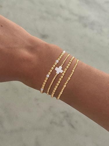 Cuzmly Bracelets for Women, Waterproof 14K Gold/Silver Plated Stackable Bracelets for Women Non Tarnish Trendy Dainty Paperclip Figaro Box Herringbone Hand Chain Bracelet Pack Stack Adjustable Jewelry for Women thumbnail 5