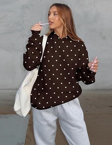 Lauweion Women Solid Basic Fleece Letter Loose Hoodie Sweatshirt Long Sleeve Kangaroo Pocket Drop Shoulder Pullovers Top thumbnail 3