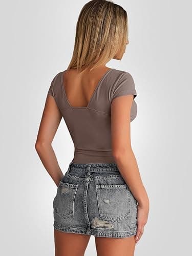 Trendy Queen Womens Summer V-Neck Backless Cute Tops Going Out Sexy Slim T-Shirts Y2K Clothes Corset Spring Outfits 2026 thumbnail 5