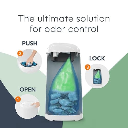 Diaper Genie Classic Diaper Pail Gift Set | Push-N-Lock Odor Control | Includes Starter Refill and Jumbo+ Refill | Holds up to 1,245 Newborn Diapers | Baby Registry Must-Have thumbnail 8