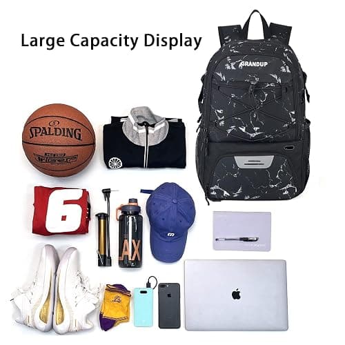 GRANDUP Basketball backpack with ball and shoes compartment Fit Volleyball, soccer, Swim, Gym, Travel, and School, large capacity sports training equipment bags thumbnail 6