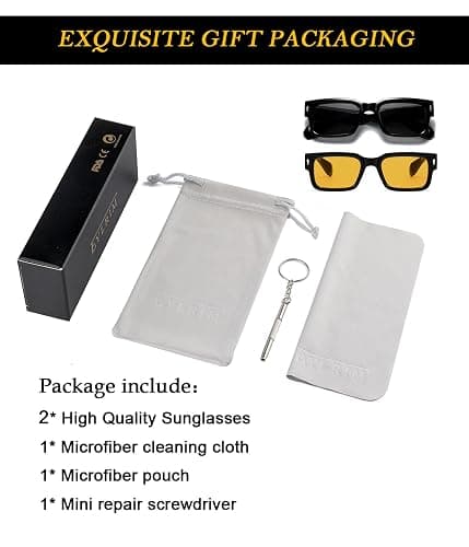 EYLRIM Square Frame Sunglasses for Women Men Trendy Chunky Rectangle Sun Glasses Black Shades UV400 Protection thumbnail 7