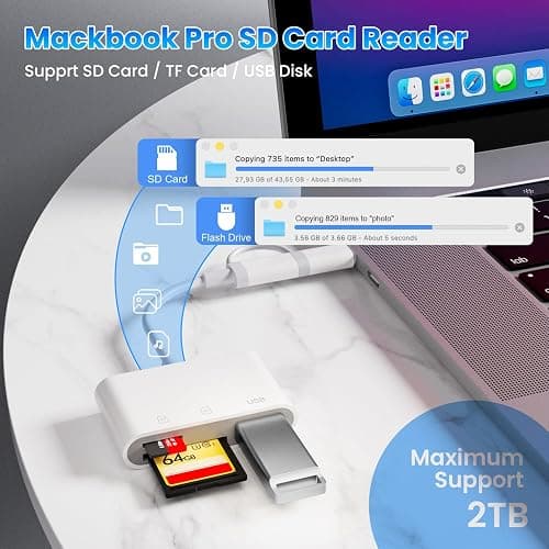 USB C to SD Card Reader for iPhone 15/16/17, Dual Connector (Lightning&USB-C) Lightning SD Card Reader for iPhone USB Adapter OTG Type C Memory Card Reader, Camera Viewer for iPhone 14/13/8/7 thumbnail 2