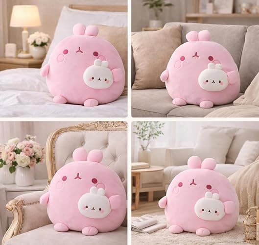 Pink Plush Pillow, Soft Plush Cushion, Smooth & Gentle Texture, Decorative Pillow for Bed, Sofa, Home Décor (10.62 X 7.87 inches) thumbnail 3