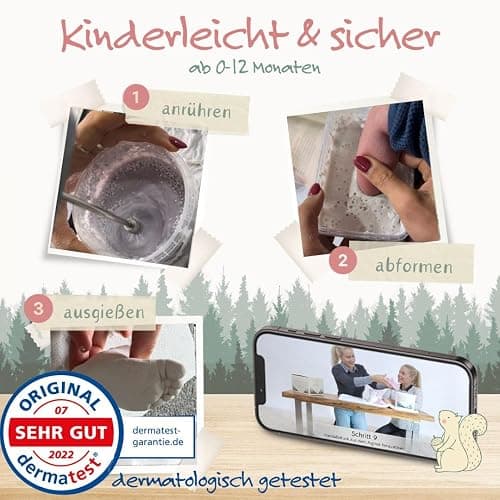SOULBABY® Gipsabdruck Baby Hand und Fuß [4 Abdrücke] I 100% Made in Germany I Baby Geschenk Geburt Junge & Mädchen I Babyabdruck Set I Fußabdruck & Handabdruck Baby I Geschenk zur Geburt - Gipsabdruckset Baby Hand & Fuß thumbnail 4