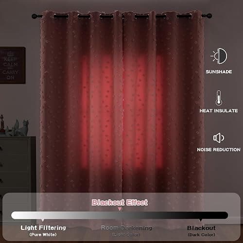 MYSKY HOME Pink Curtains for Girls Bedroom 84 Inches Long Blackout Nursery Curtains Double Layer Pink Pom Pom Sheer Overlay for Kids Toddler Grommet Privacy Room Darkening Window Drapes 52" x 84" thumbnail 3
