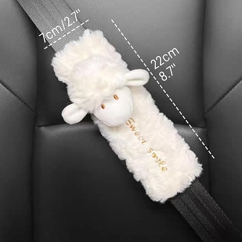 Zigihos 2 PCS Seat Belt Cover Pad, Cute Kawaii Animal Sheep Seatbelt Covers for Kids and Adults, Winter Plush Fluffy Soft Seat Belt Cover, Cartoon Seatbelt Cushion,Car Seat Strap Pads (G-Sheep) thumbnail 2