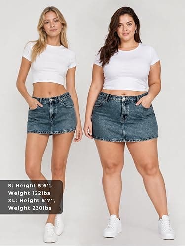 EMMIOL Jean Skirts for Women Mid Rise Summer Denim Skirt with Undershorts | Trendy Y2k Clothes Cotton-blend Denim Mini Skirt with Built-in Undershorts, Parties, Festivals, Dates, Vacations thumbnail 4