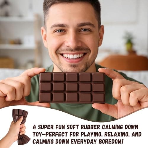 Sinbana Slow Rising Chocolate Bar Squishy, Fake Chocolate Squeeze Plaything | Squishy Slow Rise Soft Realistic Giant Food Fidget Toy Suitable for Adults Office Home Desk Focus and Party Favor (Brown) thumbnail 7