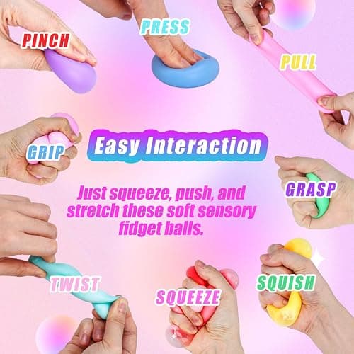 LovesTown 20 PCS Stress Balls Bulk, Squeeze Toys Slow Rising Sensory Fidget Toys for Relief Colleague Party Goodie Bag Stuffer Classroom Prize thumbnail 4