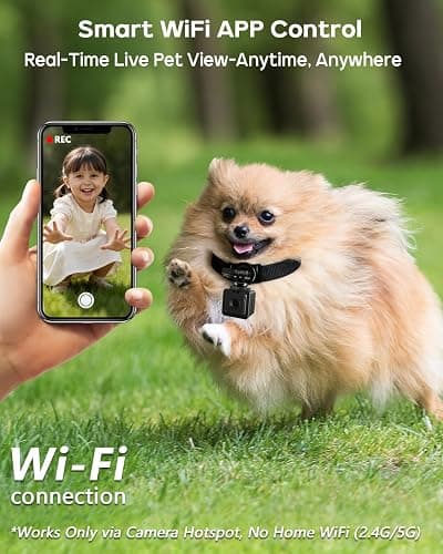 AEZ Pet Camera Collar with APP Control, 1080P HD Pet POV Camera, 210-mins Recording Wearable Action Camera with Hotspot WiFi, Magnetic Clip Camera for Cats Dogs Kids & Outdoor Use (No SD Card) thumbnail 2