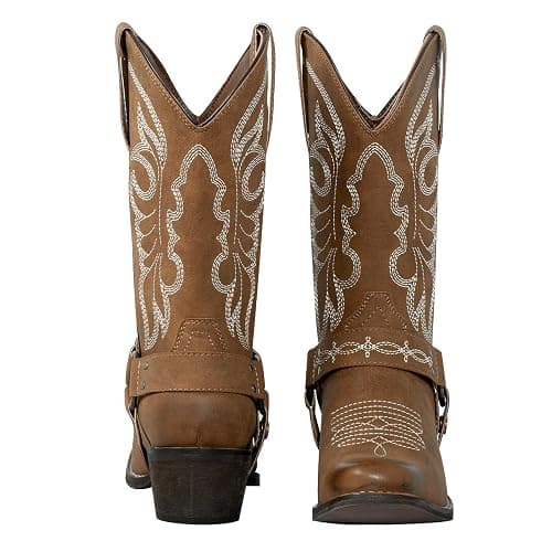 J's.o.l.e Women's Square Toe Cowgirl Cowboy Boots Mid Calf Western Riding Boots with Fashion Buckle Strap thumbnail 4