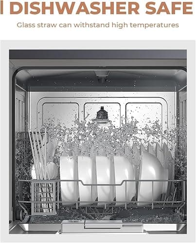 Foogwee® 20 Packs Reusable Glass Straws Set, 9'' x 12mm Clear Drinking Straws for Smoothies, Shakes, Coffee, Juice, Sodas, Milk, Tea, Cocktails, Set of 8 Straight and 8 Bent with 4 Cleaning Brushes thumbnail 4