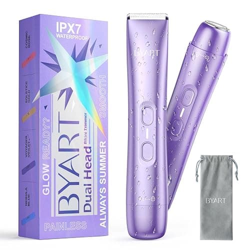 Bikini Trimmer for Women Dual Head – IPX7 Waterproof & Painless Electric Razor for Pubic Hair, Face, Legs, Underarms – Portable Cordless Shaver with Fast Charging, Teen Girl Gifts Trendy Stuff, Purple - Image 1