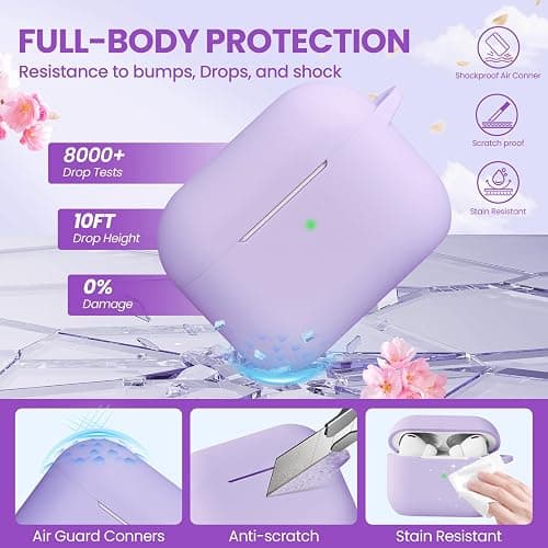Case for Airpods Pro 3 Cover for Men Women Girl, Compatible Airpods Pro 3rd Generation Case, Soft Silicone Apple iPod Pro 3 Gen Protective Cover Skin with Keychain Cleaner Pen, Purple thumbnail 4